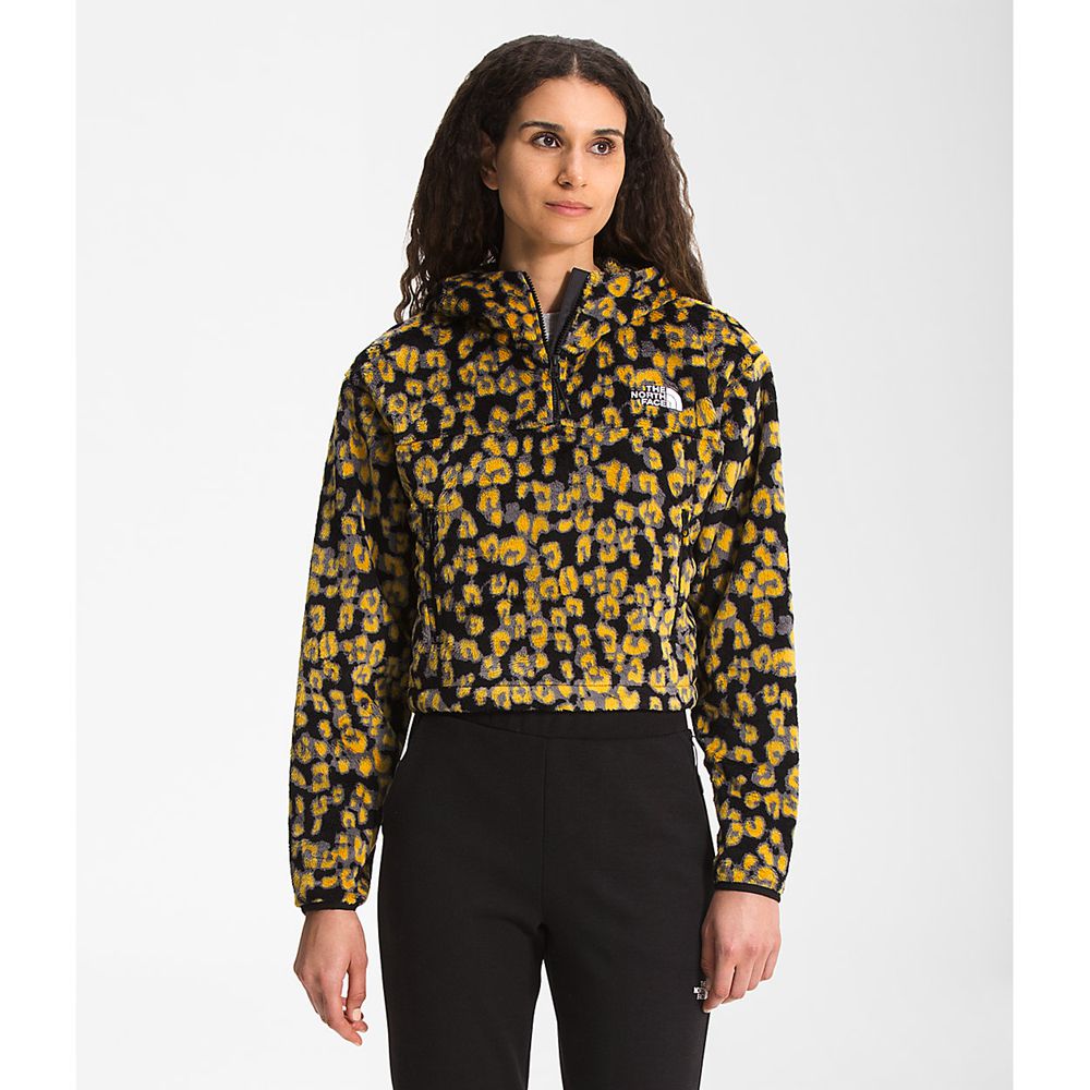 The North Face Hoodie Womens Australia - The North Face Printed Osito ¼ Zip Yellow Leopard (BWT-6139